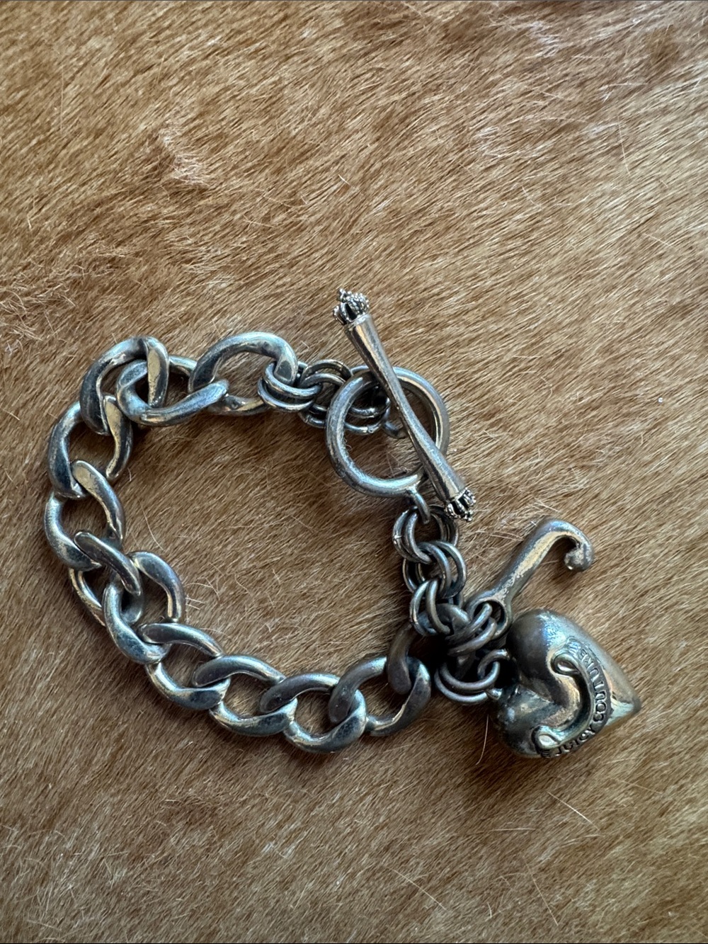 Juicy Silver Heart Charm Toggle Bracelet - Women's Jewelry